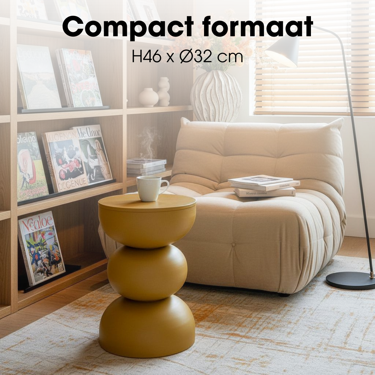 Luna Bijzettafel - H46 X Ø32 Cm - Ijzer - Oker