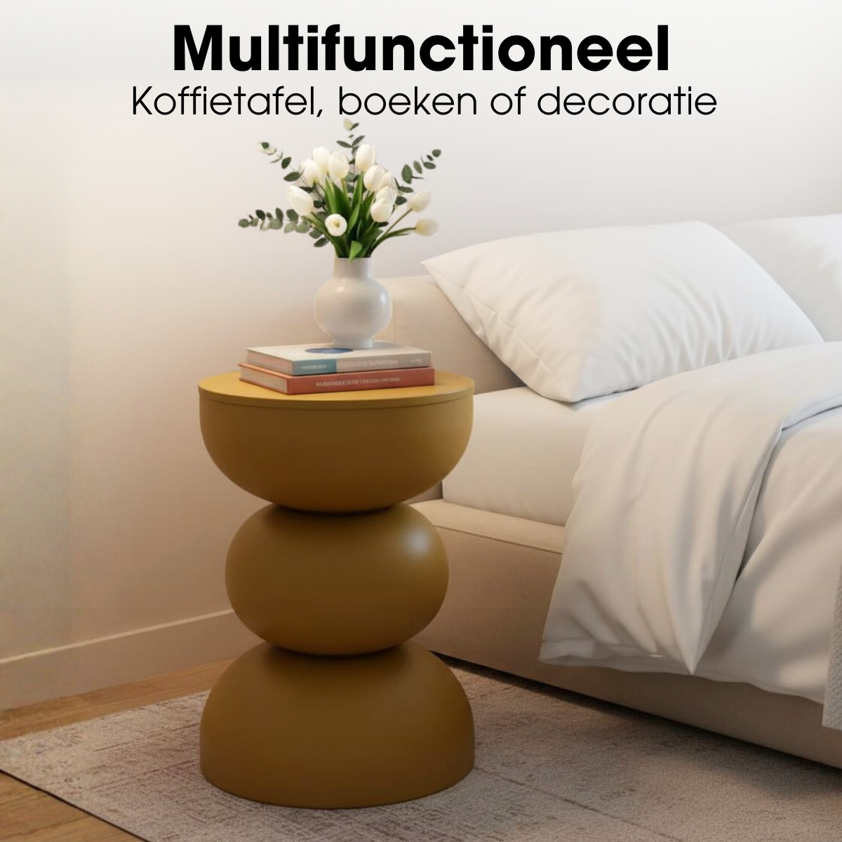 Luna Bijzettafel - H46 X Ø32 Cm - Ijzer - Oker