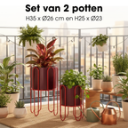 Dione Pot Round D. Red Set Of 2 - H35Xd25,5Cm