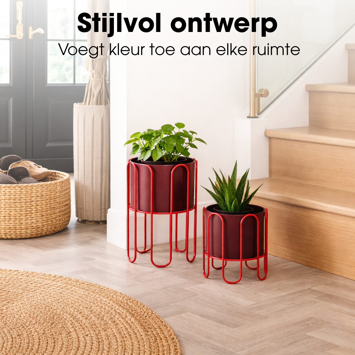 Dione Pot Round D. Red Set Of 2 - H35Xd25,5Cm