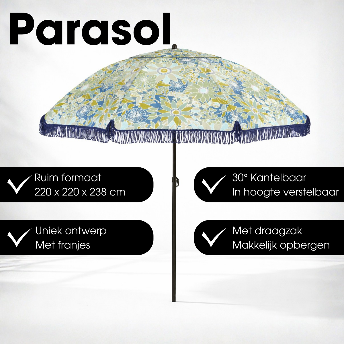 Parasol Flower Blue - H238Xd220Cm