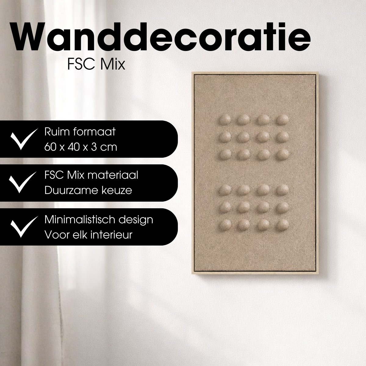 Wanddecoratie Donkerbruin Fsc Mix