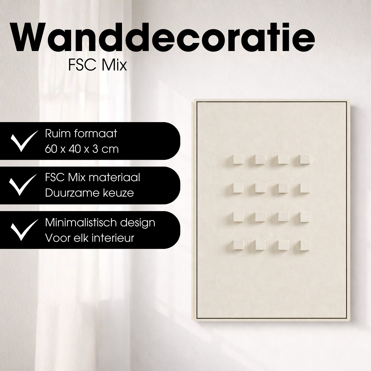 Wanddecoratie Off White Fsc Mix