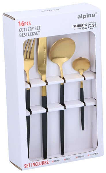 Cutlery Set 16Pc Gold/Black