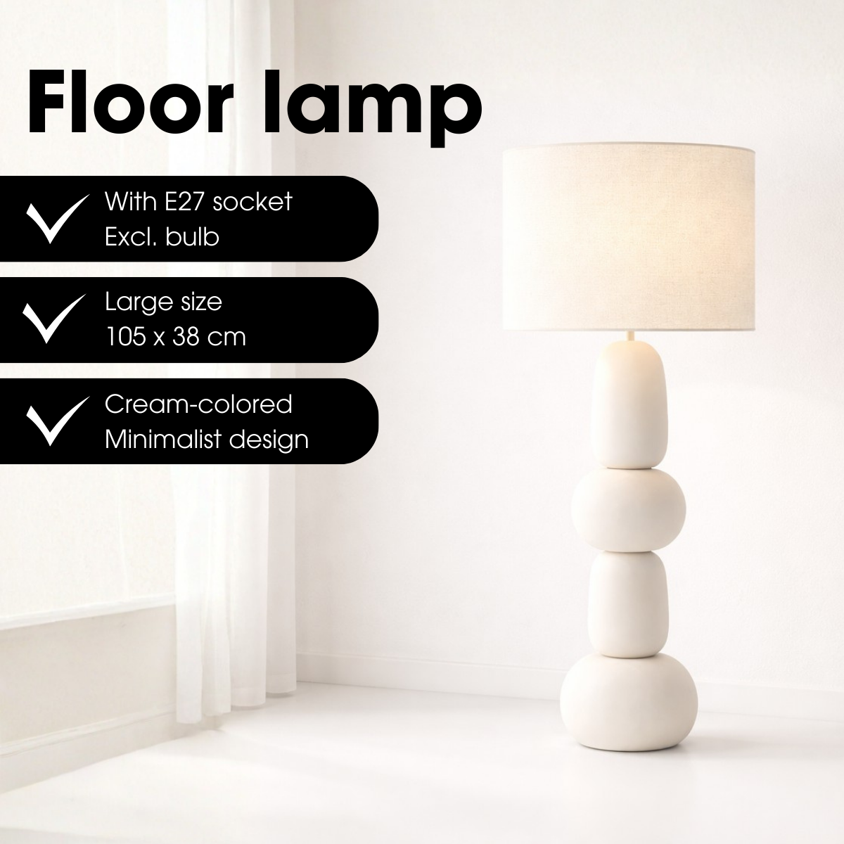 Menko Staande Lamp Crème