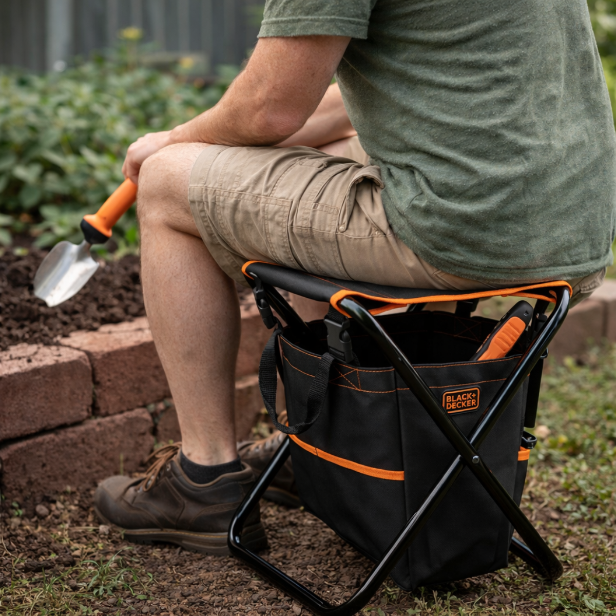 Garden Stool With Tool Bag
