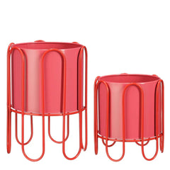 Dione Pot Round Red Set Of 2 - H35Xd25,5Cm