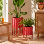 Dione Pot Round Red Set Of 2 - H35Xd25,5Cm