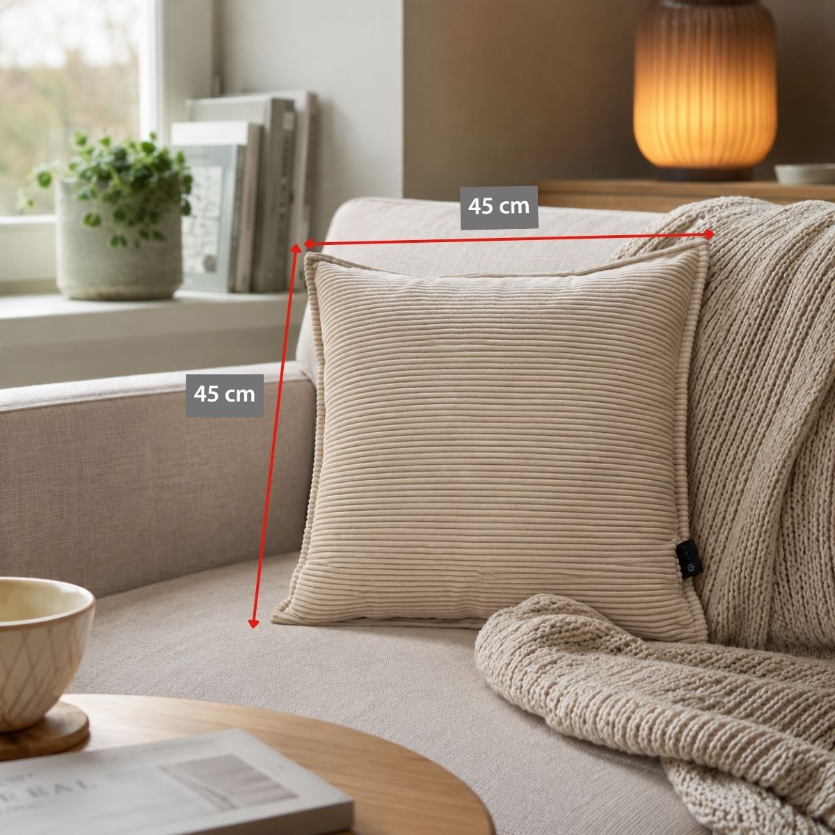 Heating Pillow Beige Rib