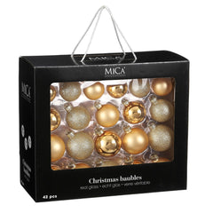 Christmas Baubles Set - 42 Pieces - Ø7 Cm - Gold