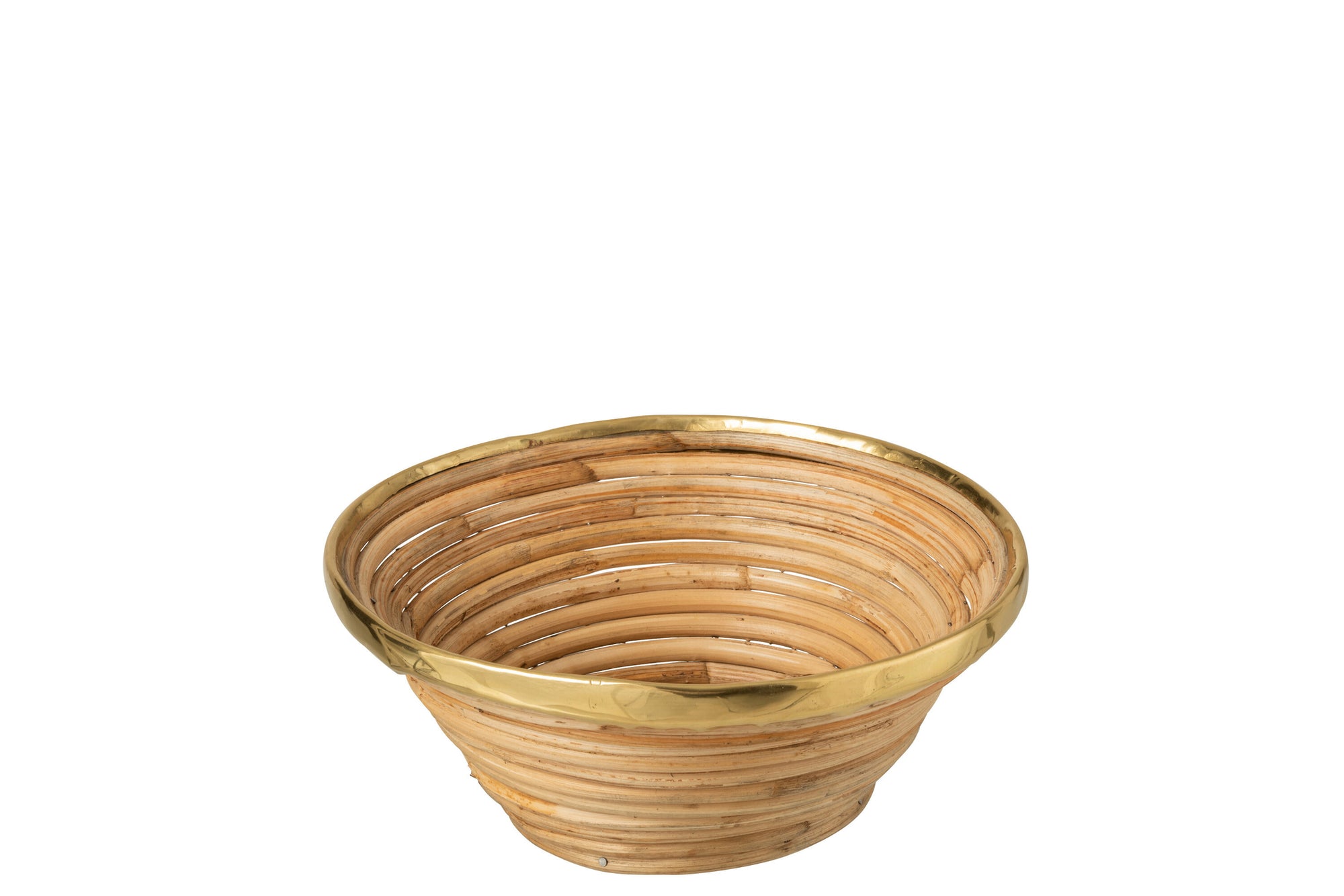 J-LINE MAND GOUDEN RAND RATTAN NATUREL 28.5X28.5XH12.5CM - Tuincentrum Lopik