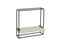 J-LINE WANDREK 1 PLANK IJZER/MARMER ZWART/WIT KLEIN - Tuincentrum Lopik