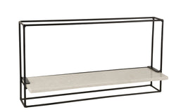 J-LINE WANDREK 1 PLANK IJZER/MARMER ZWART/WIT GROOT - Tuincentrum Lopik