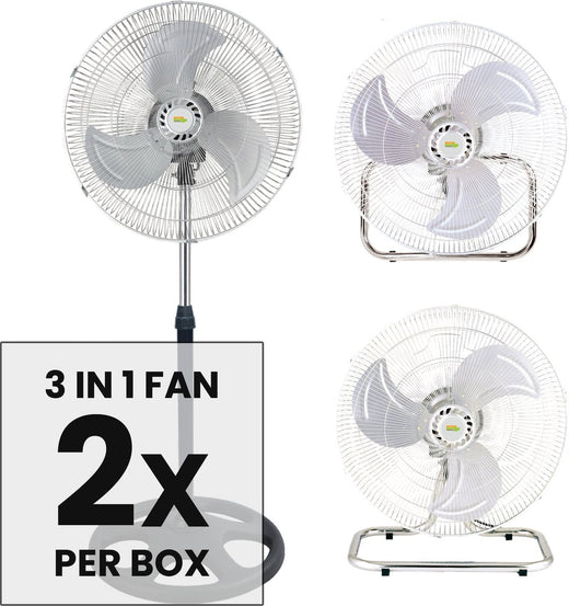 DUTCH MASTERS 3-IN-1 VENTILATOR  SET VAN 2  STATIEF-, VLOER & WANDVENTILATOR  KRACHTIG & ENERGIEZUINIG  50W