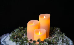 Waskaars zalm Led set van 3 met afstandsbediening en timer met bewegende vlam