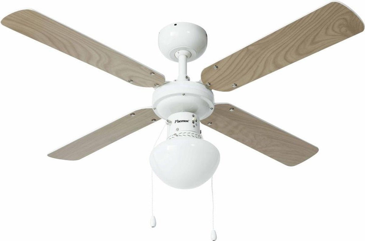 DHB48W PLAFONDVENTILATOR 102 CM WIT / AHORN 50 WATT MET VERLICHTING (E27 FITTING)