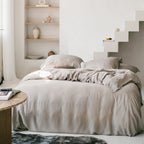 COCO & CICI TENCEL SATEEN DEKBEDOVERTREK TAUPE LITS JUMEAUX 240 X 220 CM + 2 KUSSENSLOPEN 60 X 70 CM