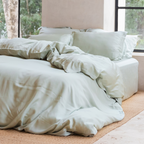COCO & CICI TENCEL SATEEN DEKBEDOVERTREK GRIJS GROEN 240X220 + 2 KUSSENSLOPEN 60X70