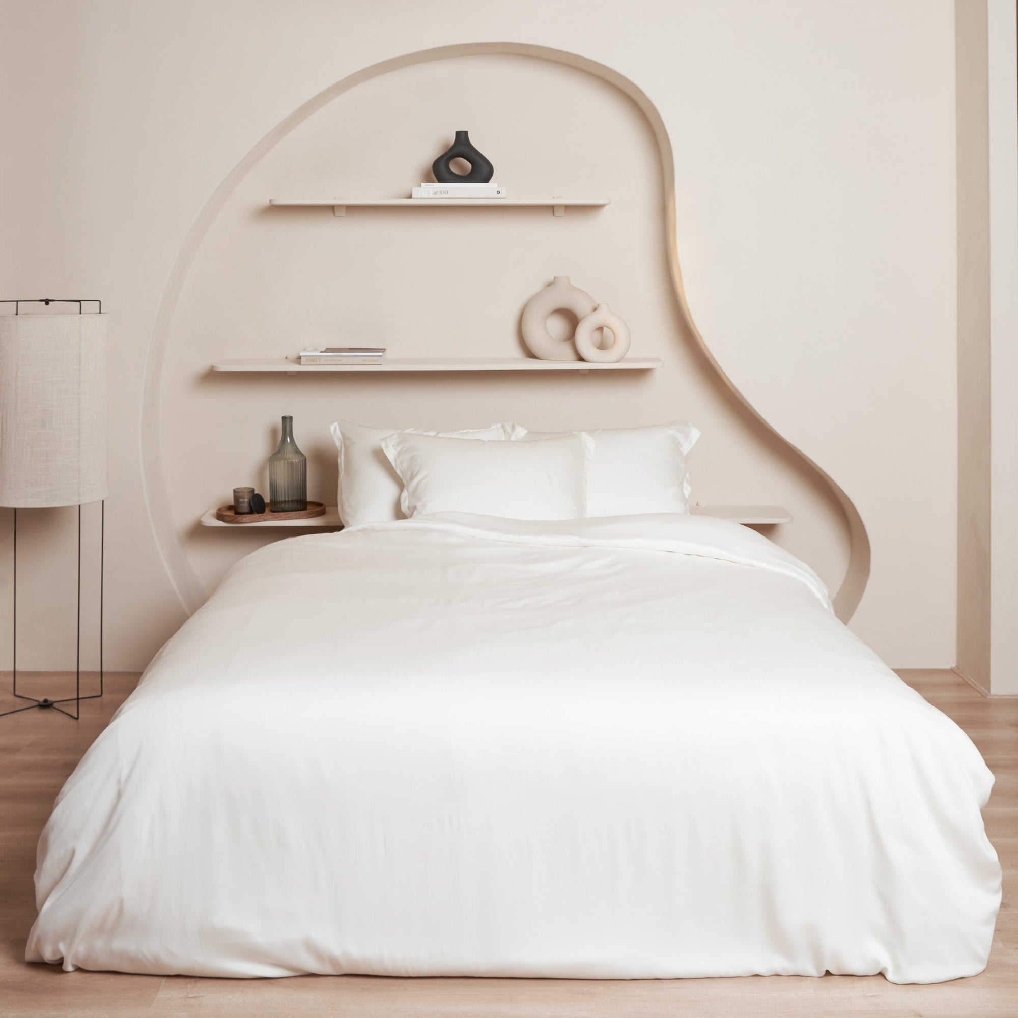 COCO & CICI TENCEL SATEEN DEKBEDOVERTREK OFF WHITE + 2 KUSSENSLOPEN 60X70