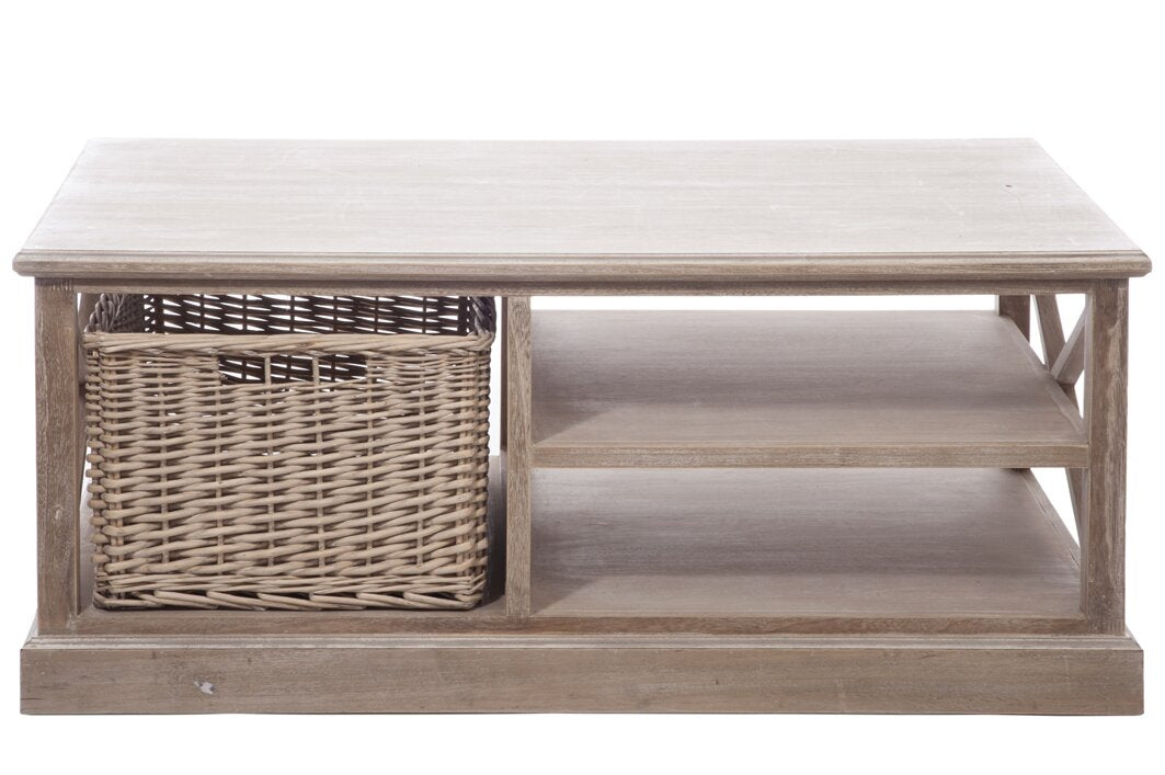 J-LINE SALONTAFEL MET 2 PLANKEN/MANDEN GRENENHOUT GRIJS/WIT