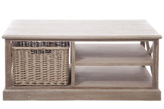 J-LINE SALONTAFEL MET 2 PLANKEN/MANDEN GRENENHOUT GRIJS/WIT