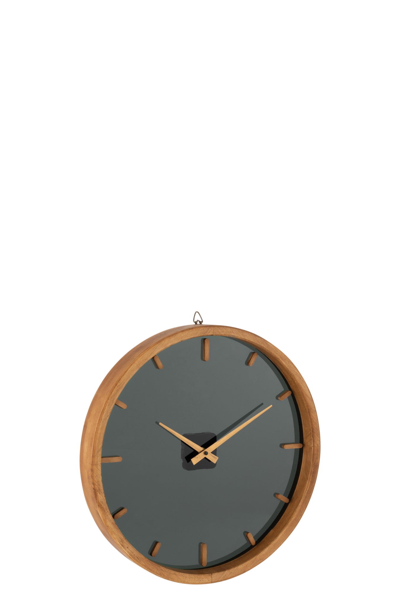 J-LINE WANDKLOK ROND HOUT/GLAS BRUIN/ZWART SMALL - Tuincentrum Lopik