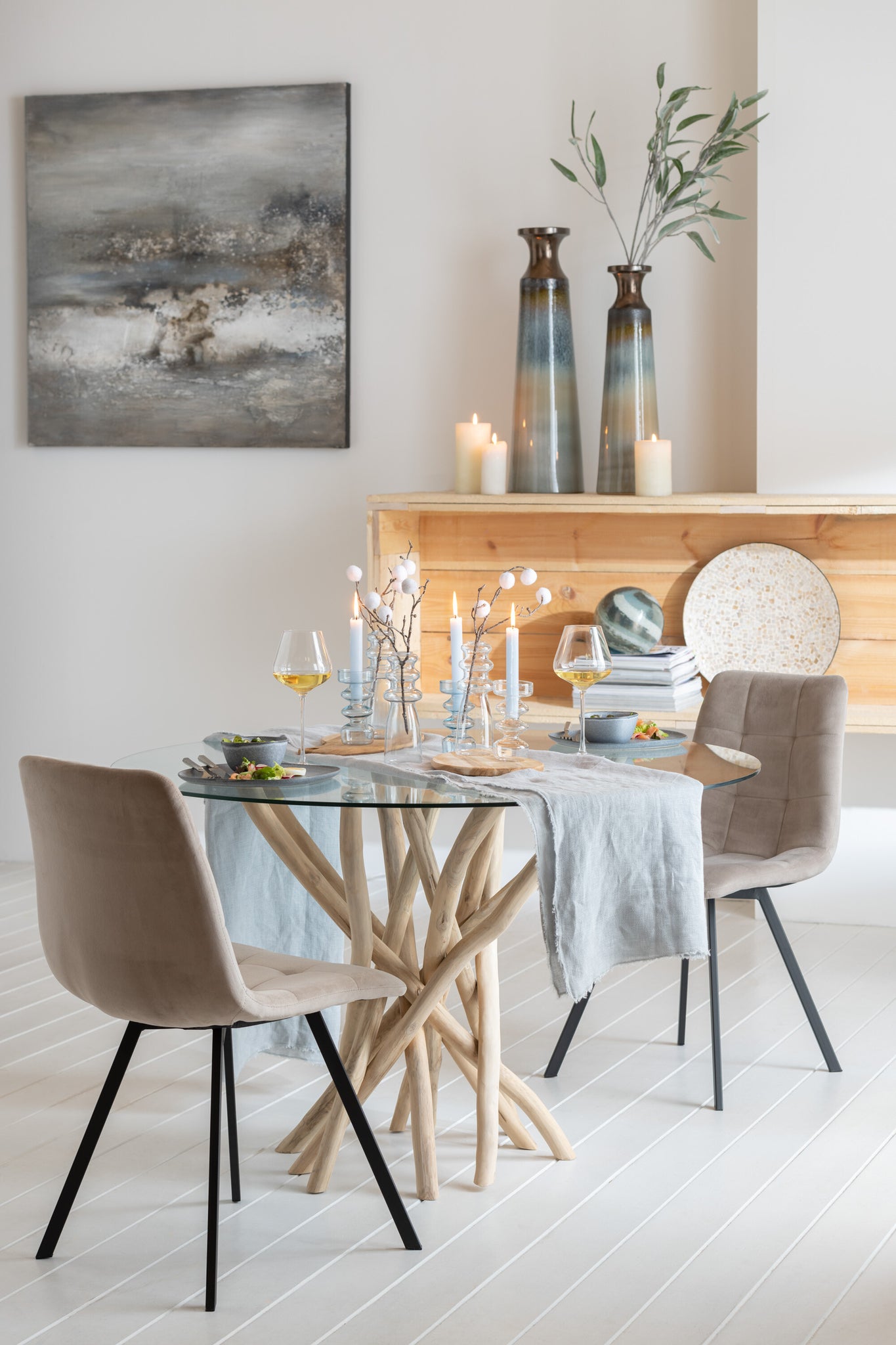 J-LINE STOEL MORGAN TEXTIEL/METAAL BEIGE 47X55X82CM - Tuincentrum Lopik