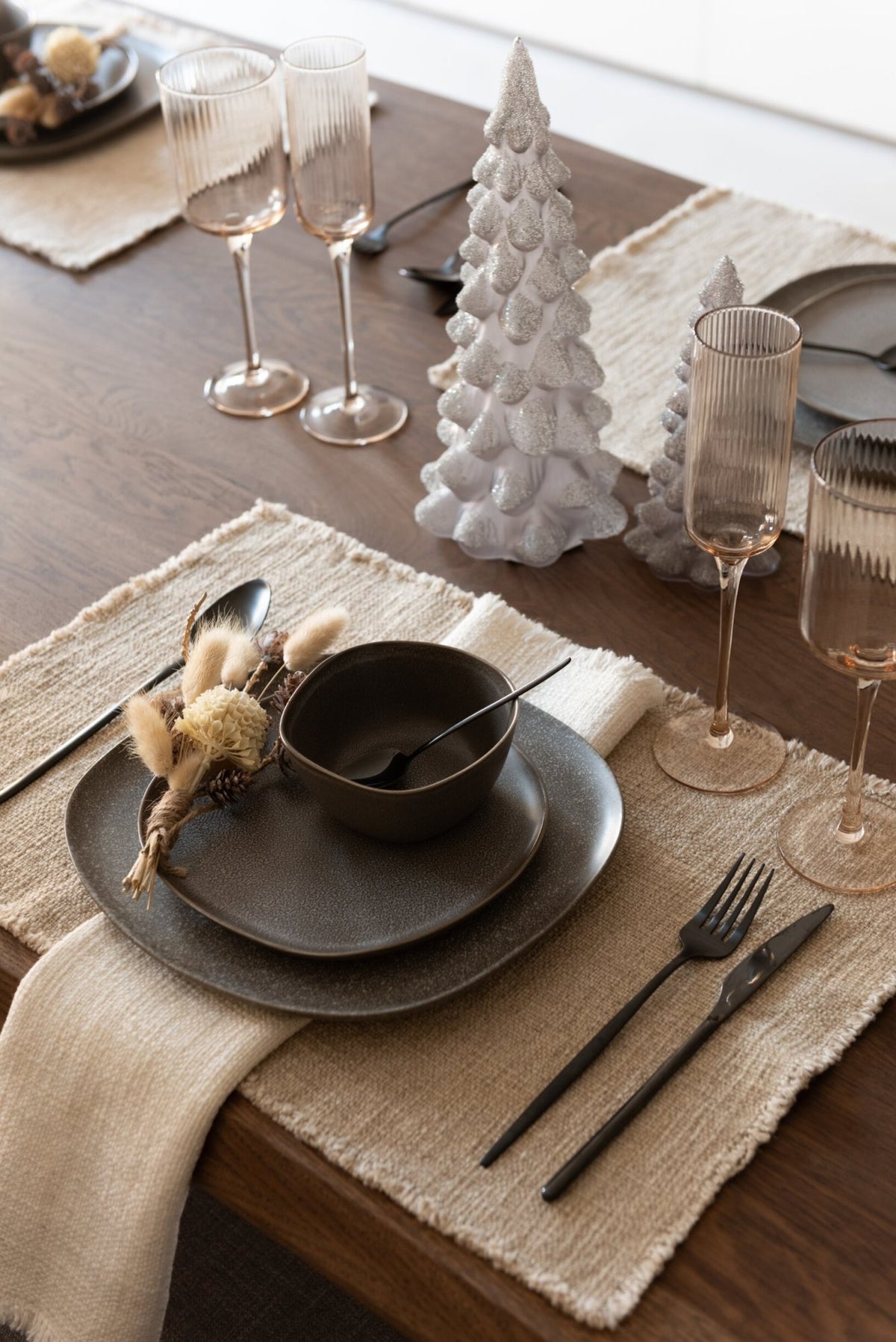 J-Line decoratieve kerstboom Sugar glas grijs klein 20 cm