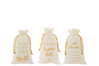 Bag Christmas French Velvet White/Gold Medium Assortment Of 3 - Tuincentrum Lopik