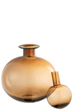 J-LINE DECORATIEVE FLES MET STOP ROND GLAS BRUIN - Tuincentrum Lopik