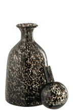 J-LINE DECORATIEVE FLES MET DOP GLAS ZWART KLEIN 33 CM