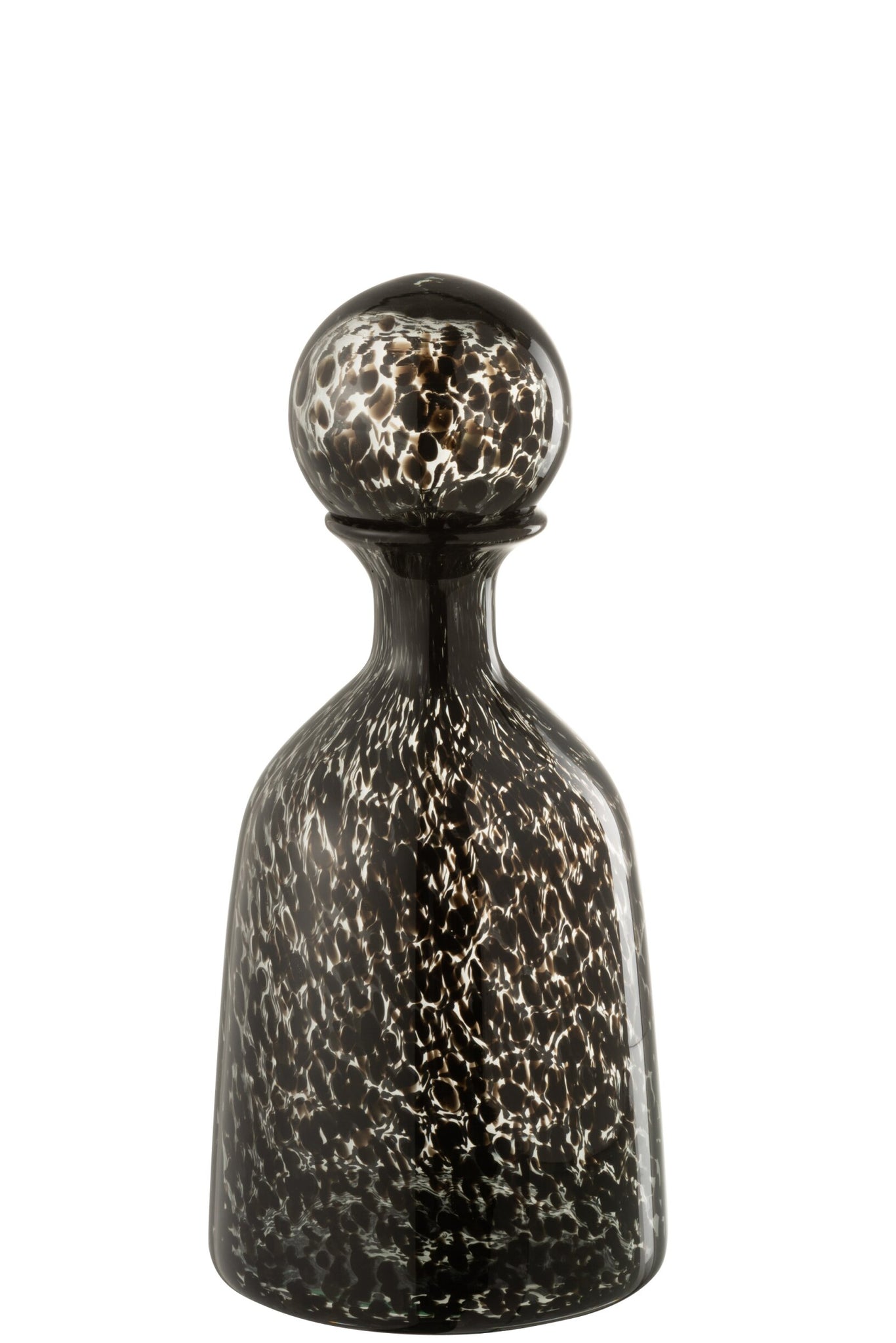 J-LINE DECORATIEVE FLES MET DOP GLAS ZWART KLEIN 33 CM