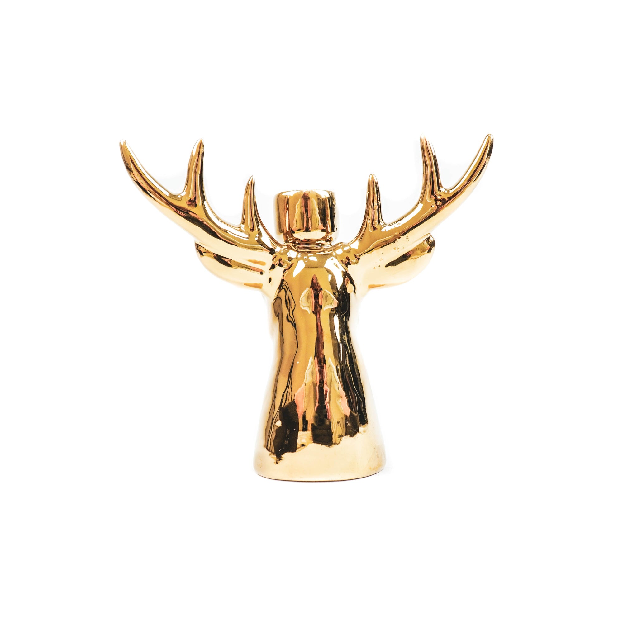 HOUSEVITAMIN KAARSENHOUDER RENDIER KERAMIEK GOUD 11 CM