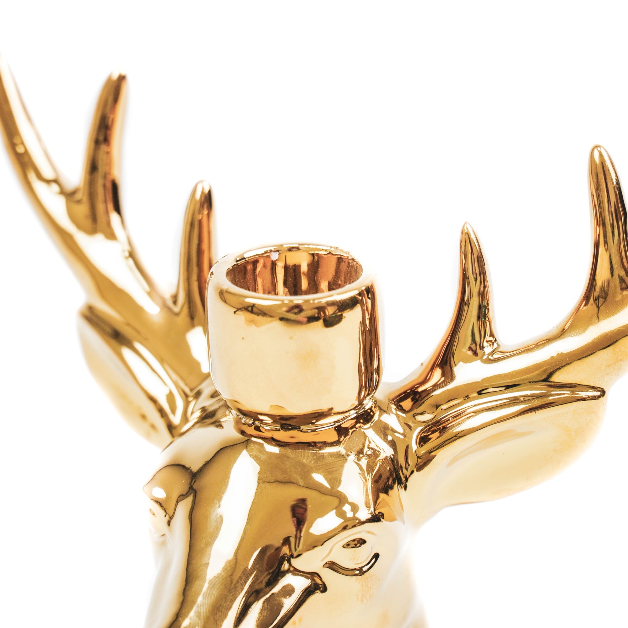 HOUSEVITAMIN KAARSENHOUDER RENDIER KERAMIEK GOUD 11 CM