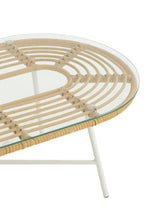 J-LINE LAGE OVALE BUITENTAFEL METAAL/GLAS NATUREL/WIT 90 X 50 CM - Tuincentrum Lopik