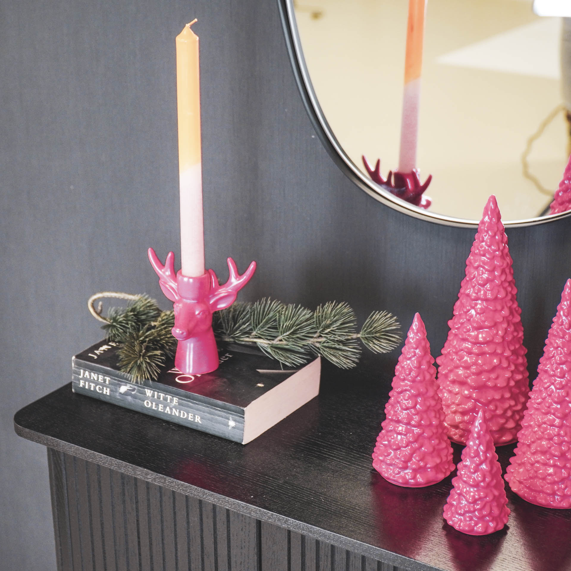 HOUSEVITAMIN KANDELAAR REINDEER KERAMIEK NEONROZE 11 CM