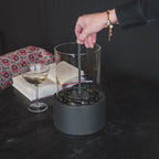 HOUSEVITAMIN TABLE BURNER ROUND METAL/GLASS BLACK 18X18X26,5CM