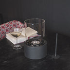 HOUSEVITAMIN TABLE BURNER ROUND METAL/GLASS BLACK 18X18X26,5CM