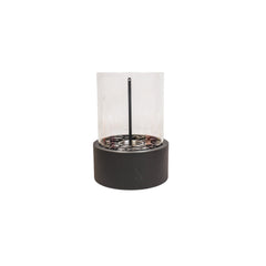 HOUSEVITAMIN TABLE BURNER ROUND METAL/GLASS BLACK 21X21X28 CM
