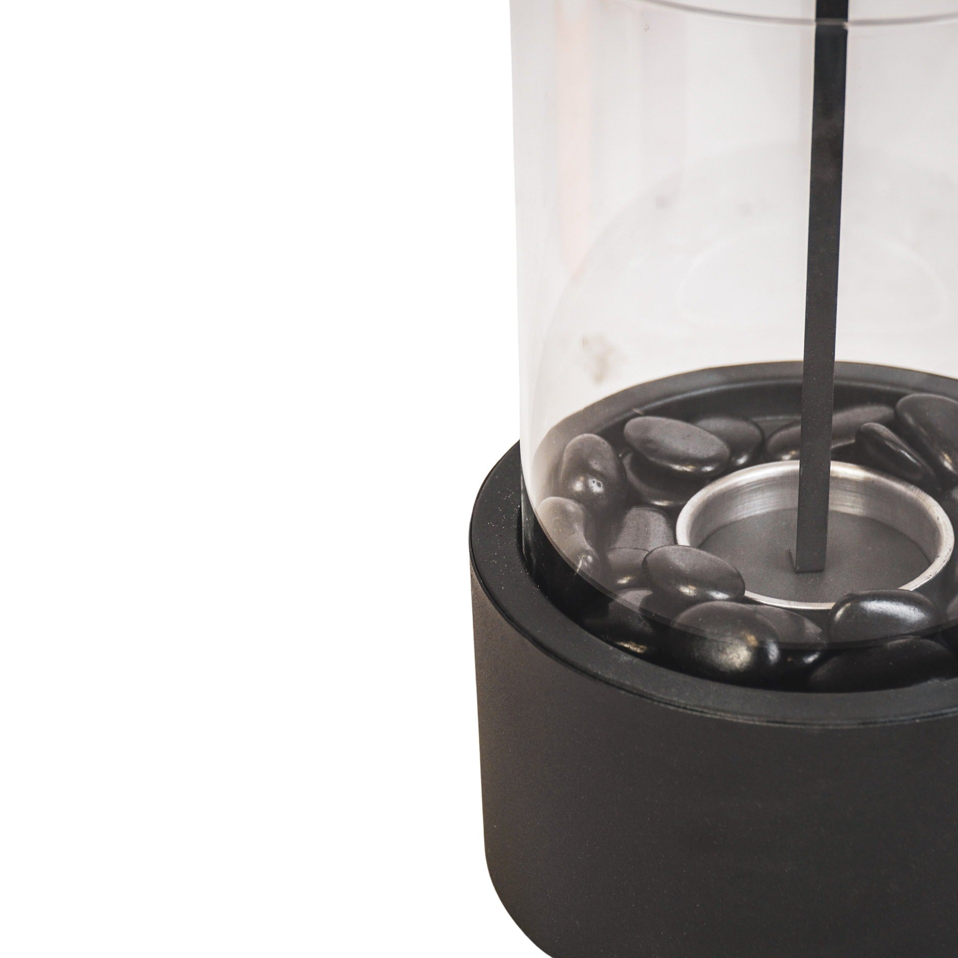 HOUSEVITAMIN TABLE BURNER ROUND METAL/GLASS BLACK 21X21X28 CM