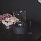 HOUSEVITAMIN TABLE BURNER ROUND METAL/GLASS BLACK 21X21X28 CM