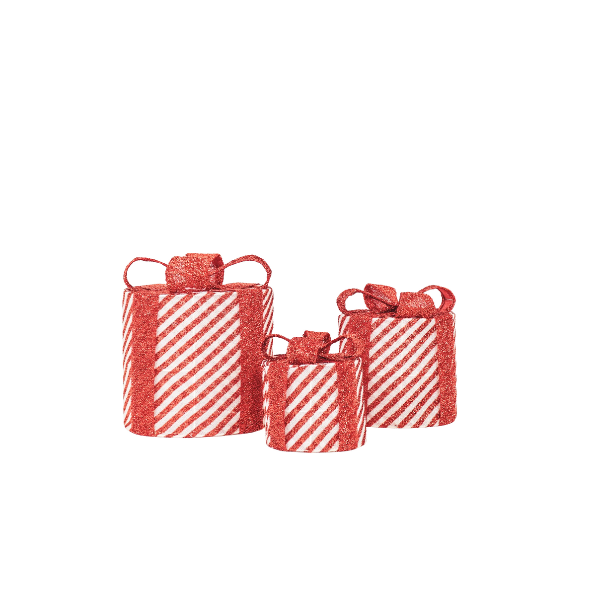 HOUSEVITAMIN SET VAN 3 LED KERSTCADEAUS POLYSTYREEN ROOD/WIT 15/20/25 CM