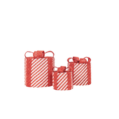HOUSEVITAMIN SET VAN 3 LED KERSTCADEAUS POLYSTYREEN ROOD/WIT 15/20/25 CM