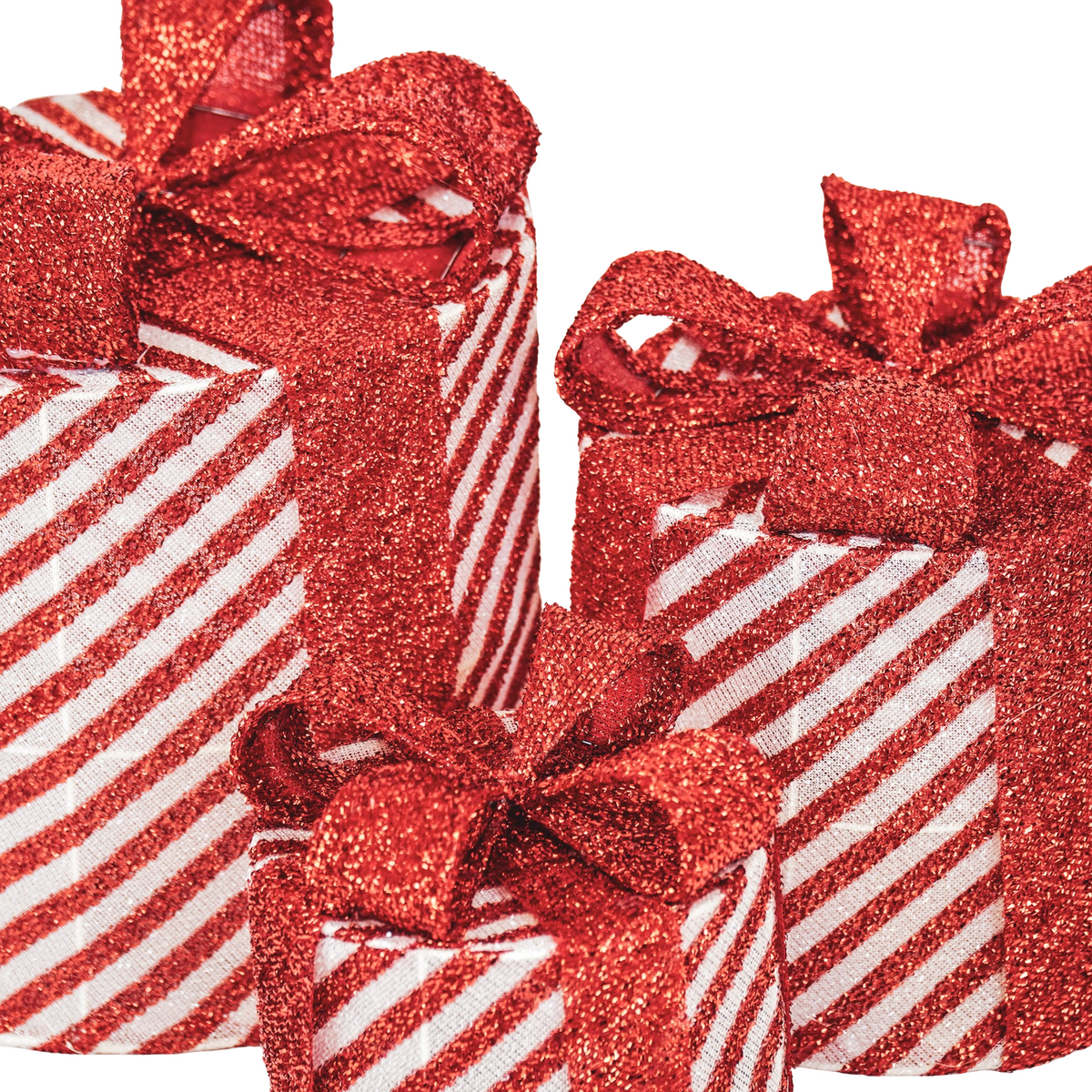 HOUSEVITAMIN SET VAN 3 LED KERSTCADEAUS POLYSTYREEN ROOD/WIT 15/20/25 CM