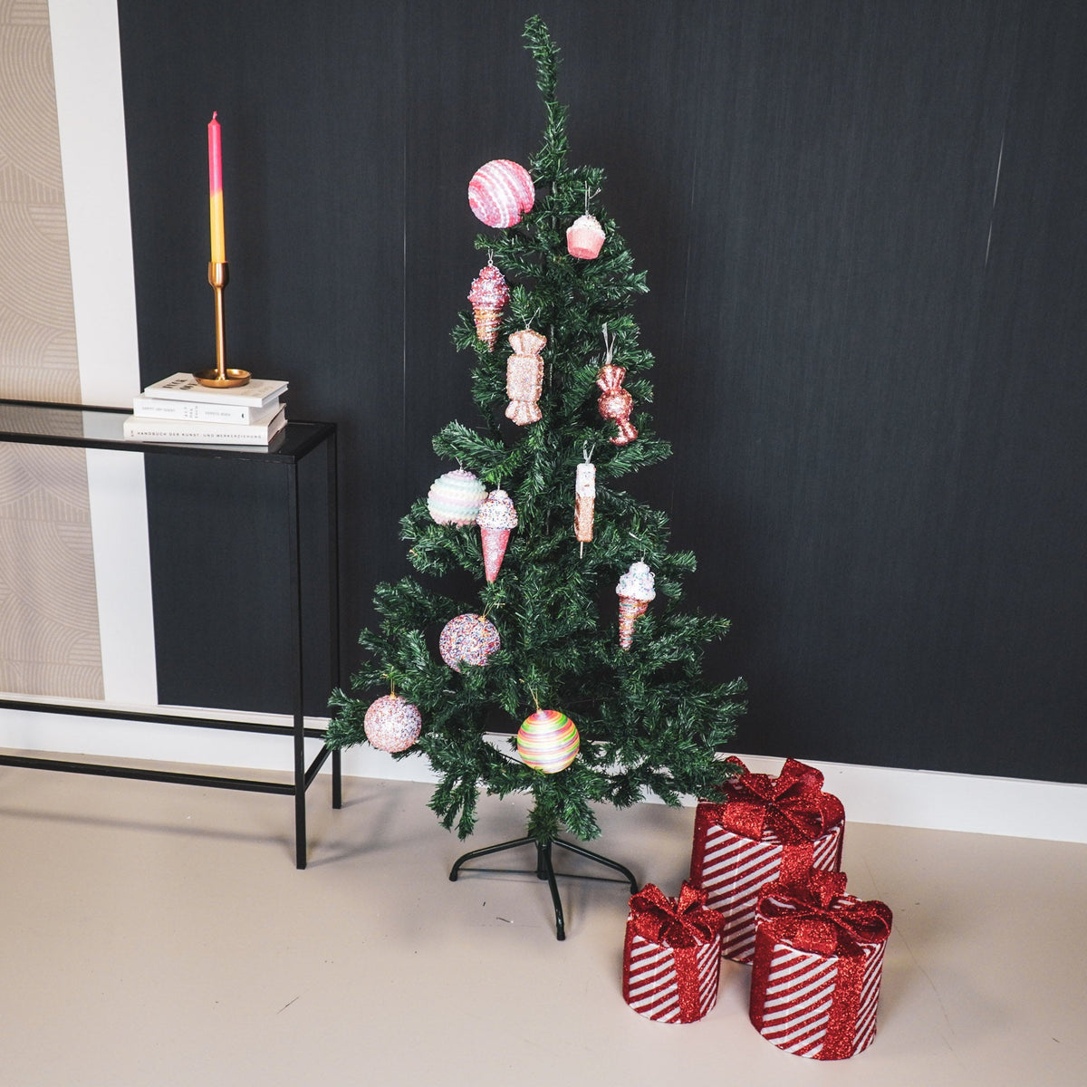 HOUSEVITAMIN SET VAN 3 LED KERSTCADEAUS POLYSTYREEN ROOD/WIT 15/20/25 CM