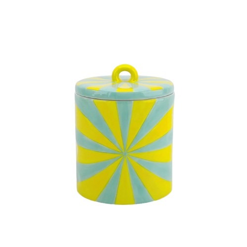 HOUSEVITAMIN DECORATIEVE POT SWIRL DOLOMIET GEEL/MINT 14,5 CM
