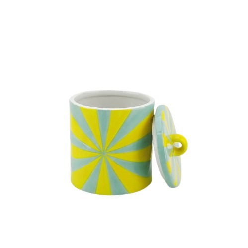 HOUSEVITAMIN DECORATIEVE POT SWIRL DOLOMIET GEEL/MINT 14,5 CM