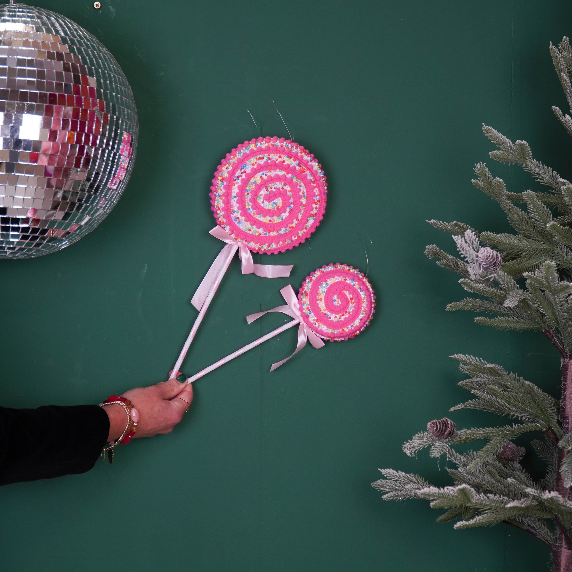 HOUSEVITAMIN DECORATIEVE LOLLY SCHUIM ROZE/GEEL 35 CM