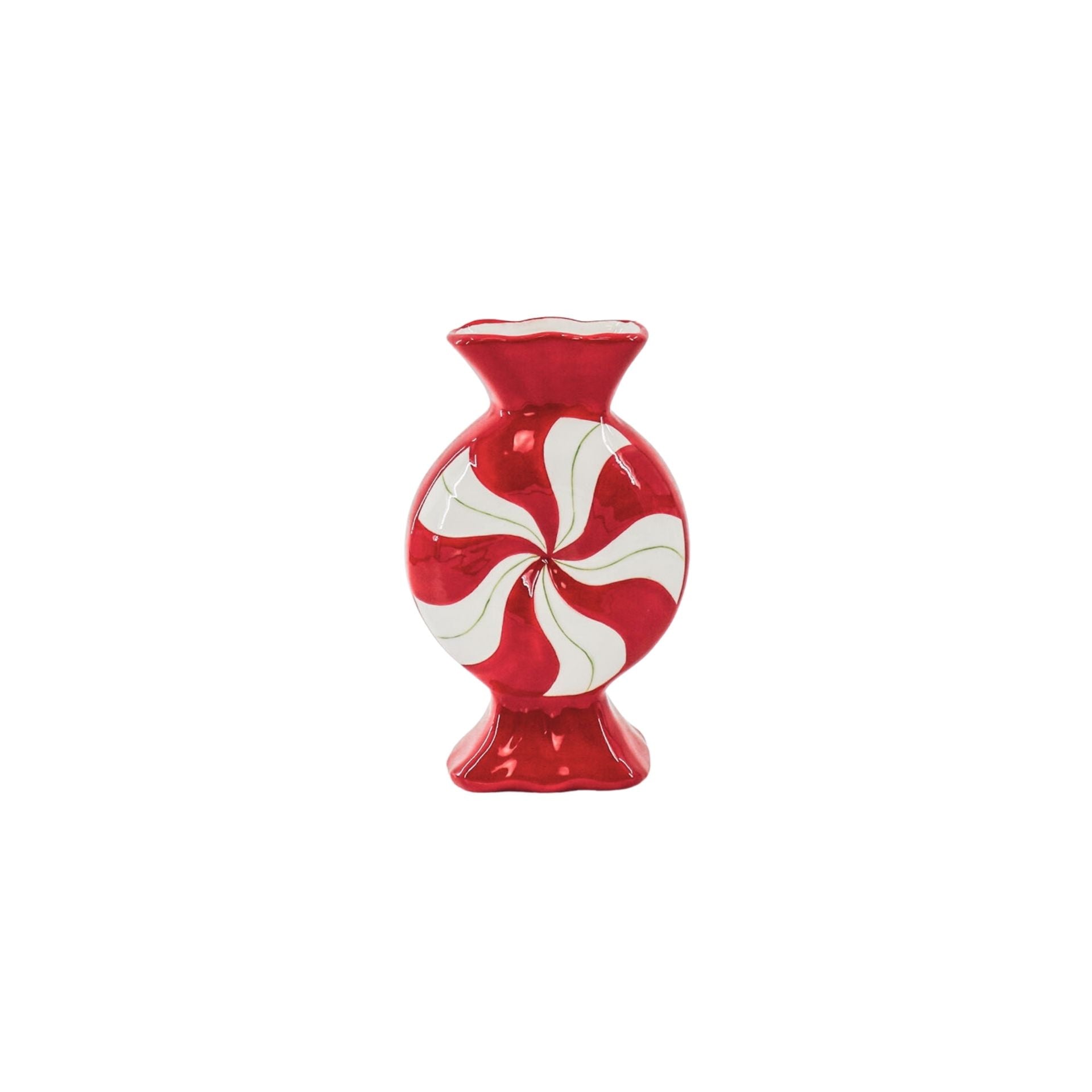 HOUSEVITAMIN VAAS TOFFEE CANDY KERAMIEK ROOD/WIT 20 CM