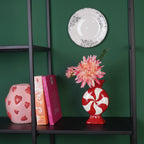 HOUSEVITAMIN VAAS TOFFEE CANDY KERAMIEK ROOD/WIT 20 CM
